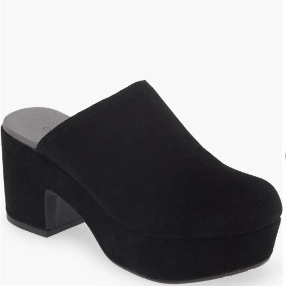 Chocolat Blu Brand Black Suede Ginette Platform Clog